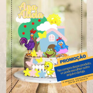 Studio/pdf Arquivo de Corte Topo de Bolo Galinha Pintadinha