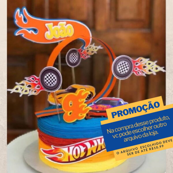 Studio/pdf Arquivo de Corte Topo de Bolo Hot Wheels -003