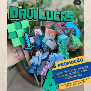 Studio/pdf Arquivo de Corte Topo de Bolo Minecraft 2