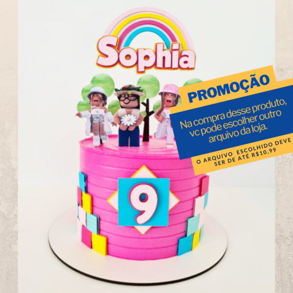 Studio/pdf Arquivo de Corte Topo de Bolo Roblox Menina -001