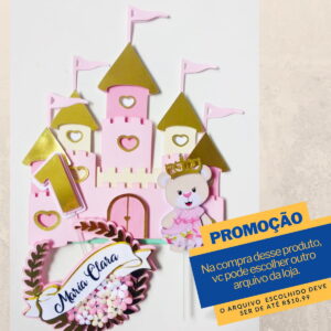 Studio/pdf Arquivo de Corte Topo de Bolo Ursa Princesa -003