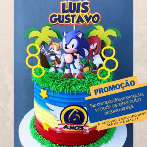 Studio/pdf Arquivo Silhouette Topo de Bolo Sonic