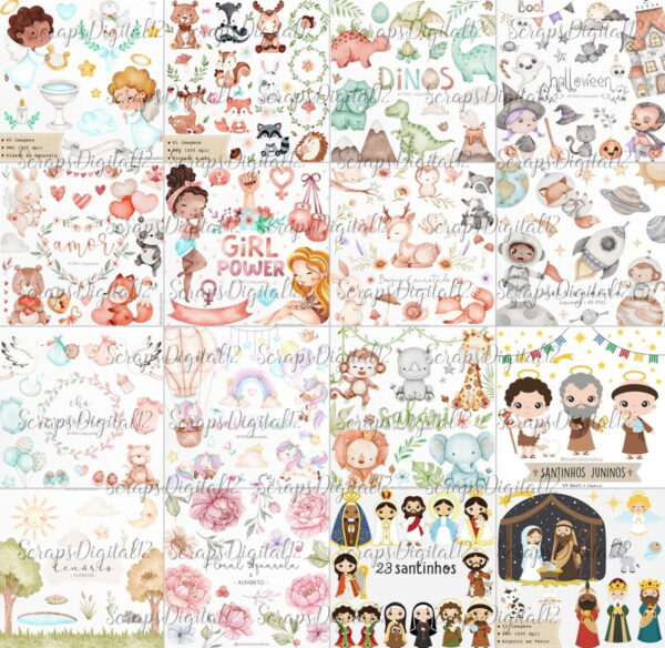 Super Combo - 40 Kits Digital Aquarela - Image 2