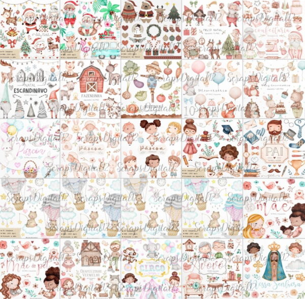 Super Combo - 40 Kits Digital Aquarela