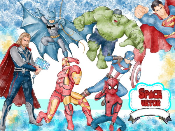 Super Herois Aquarela ,kit Digital Compre 1 Leve 3