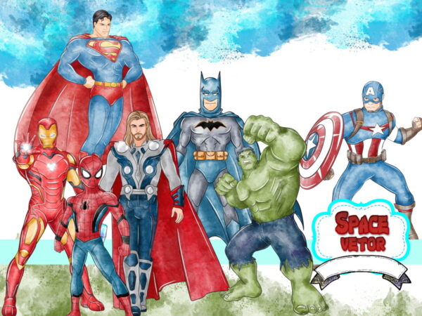 Super Herois Aquarela ,kit Digital Compre 1 Leve 3