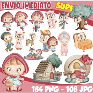 Super Kit Digital Chapeuzinho Vermelho Aquarela