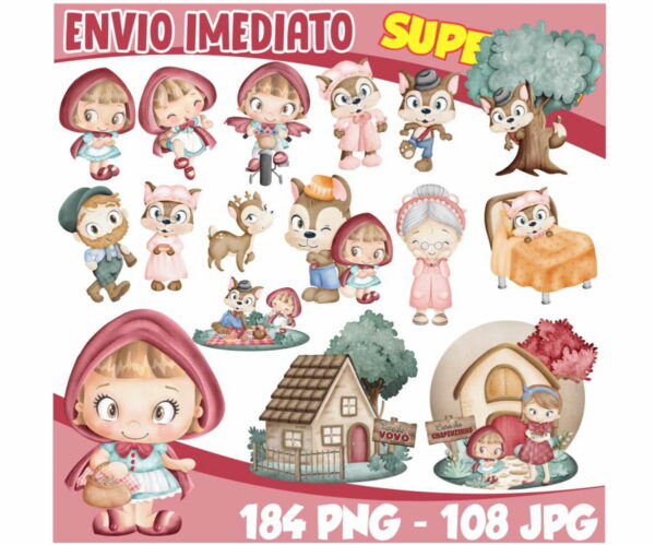 Super Kit Digital Chapeuzinho Vermelho Aquarela