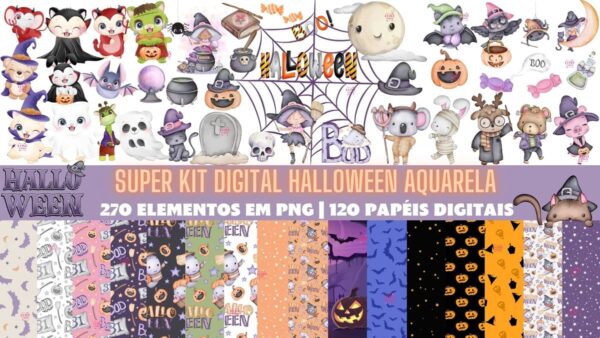 Super Kit Digital Halloween Aquarela