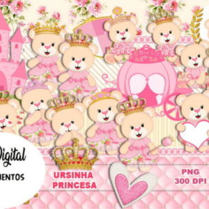Super kit Digital Ursinha Princesa PNG - Scrapbook