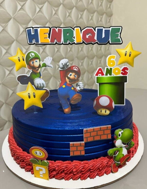 Topo de Bolo Super Mario Arquivo Digital