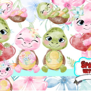 Tartaruga baby aquarela kit digital 022