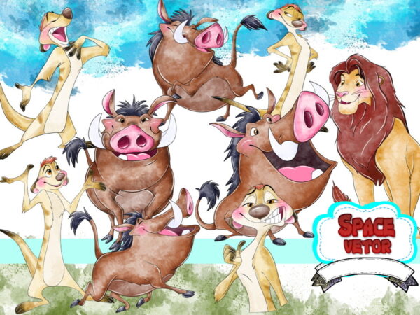 Timão & Pumba Aquarela ,kit Digital Compre 1 Leve 3
