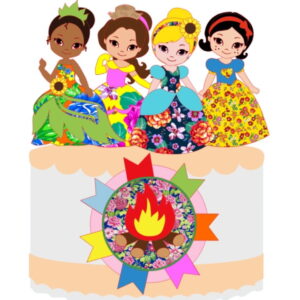 Topo Arraiá das Princesas Festa Junina + 4 Arquivos Brinde