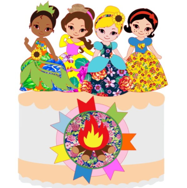 Topo Arraiá das Princesas Festa Junina + 4 Arquivos Brinde