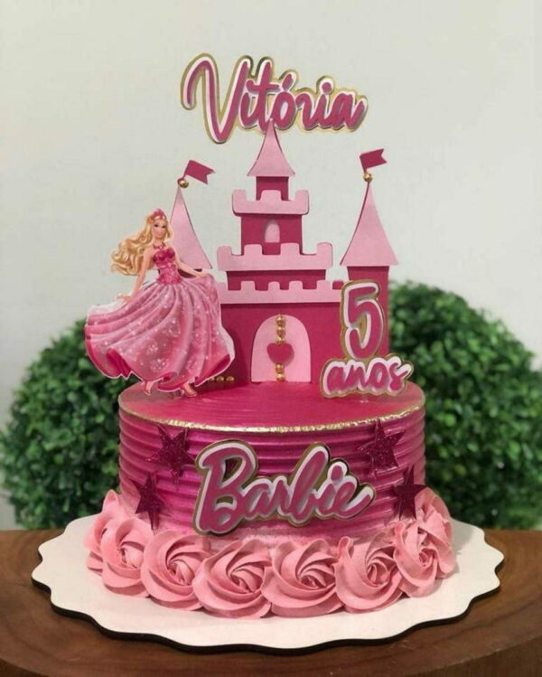Topo Barbie Castelo + 4 Arquivos a Sua Escolha. (23108)