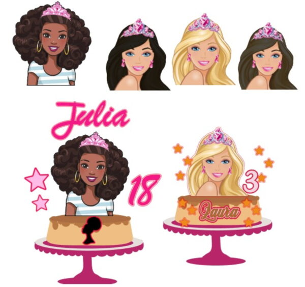 Topo Barbies Loira Morena e Afro + 4 Arquivos a Sua Escolha
