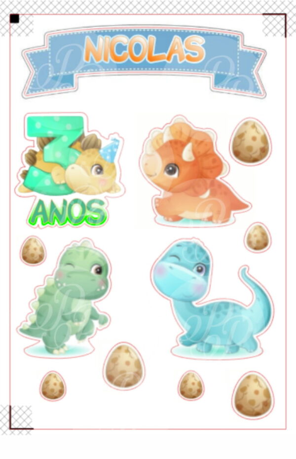 Topo Bolo Dinossauro Baby Menino -arquivo de Corte+fonte - Imagem 2