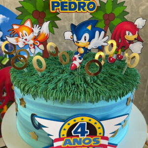 Arquivo de Corte - Sonic + Caixinhas - Topo Bolo Cod: 024