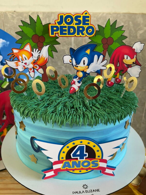 Arquivo de Corte - Sonic + Caixinhas - Topo Bolo Cod: 024
