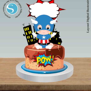 TOPO DE BOLO CAPITAO AMERICA CUTE - ARQUIVO DIGITAL