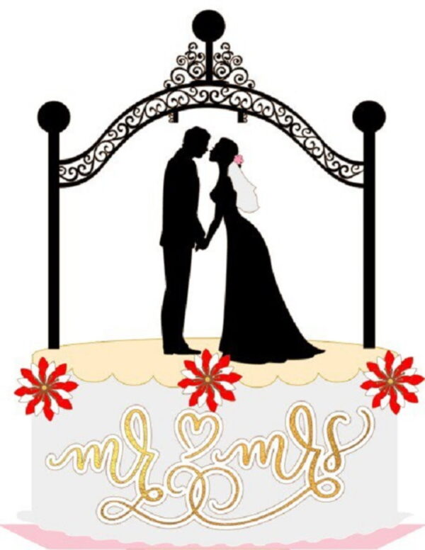Topo Casamento Silhueta Mr e Mrs + 4 Arquivos de Brinde