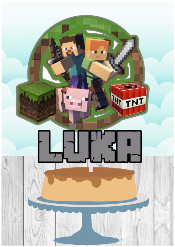 Topo Circular Minecraft + 4 Arquivos a Sua Escolha