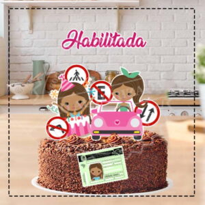 TOPO DE BOLO 1 HABILITAÇÃO MULHER MORENA - ARQUIVO DIGITAL