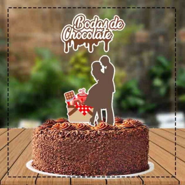 Topo de Bolo Bodas de Chocolate - Ref 4681 Arquivo Digital