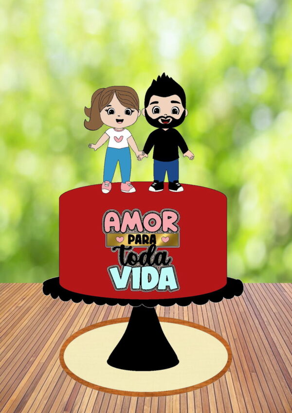 Topo de Bolo Amor para Toda Vida - Arquivo Digital