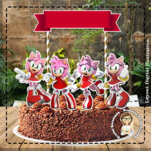 Topo De Bolo Amy Rose - Ref 1670 - Arquivo Digital