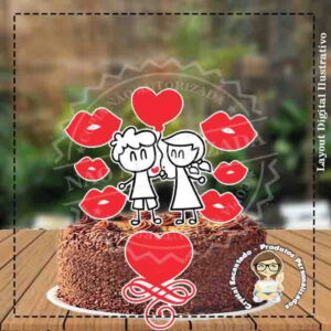 Topo de Bolo Aniversario Casamento Ref 3273 Arquivo Digital
