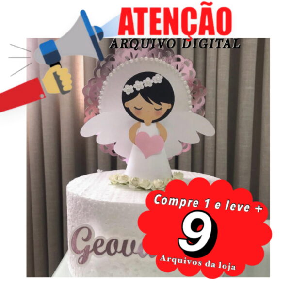 Arquivo de Corte Topo de Bolo - Anjinho Batizado - Imagem 2