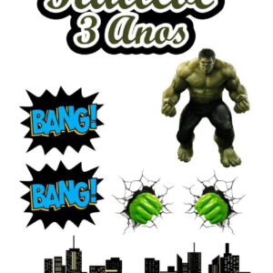 Topo de bolo Arquivo Corte Silhouette Hulk