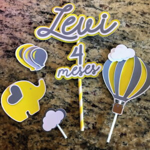 Topo de bolo Arquivo de Corte Silhouette Elefantinho Amarelo