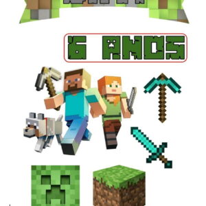 Topo de bolo Arquivo de Corte Silhouette Minecraft