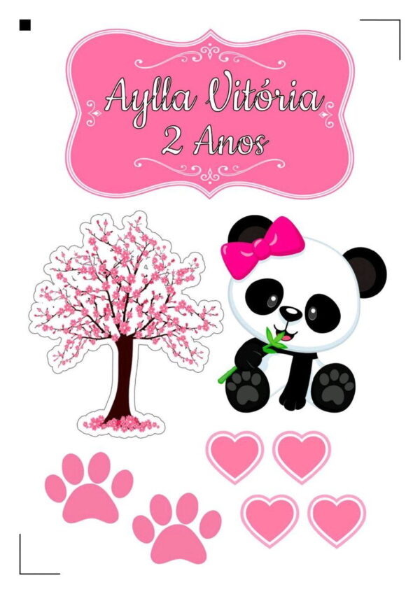 Topo de bolo Arquivo de Corte Silhouette Panda