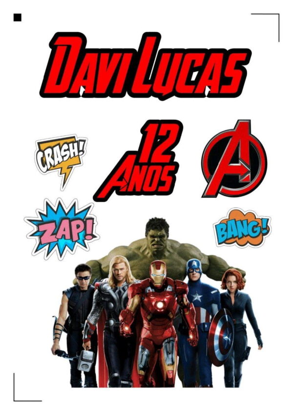 Topo de bolo Arquivo de Corte Silhouette Vingadores