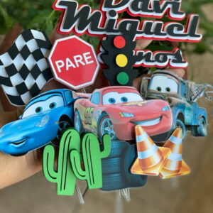 Topo de Bolo - Arte em Studio Tema Carros em Camadas
