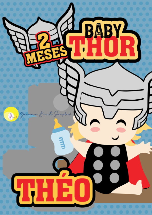Topo de Bolo Baby Thor em Camadas