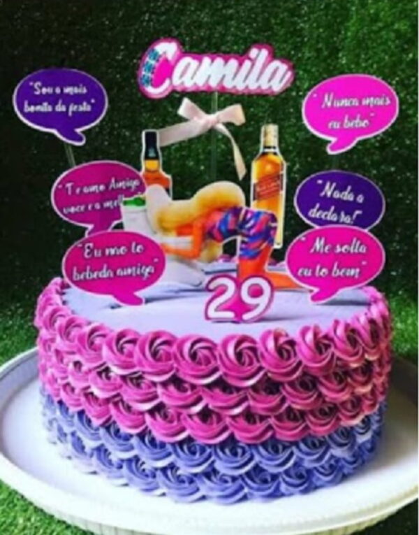 Topo De Bolo Barbie Bêbada + 4 Arquivos A Sua Escolha
