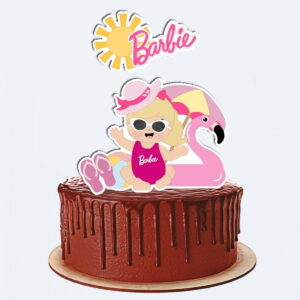Topo de Bolo Barbie Bebe Rosa