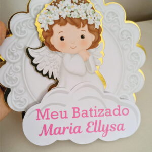 Topo de Bolo Batismo Anjinha Arquivo de Corte