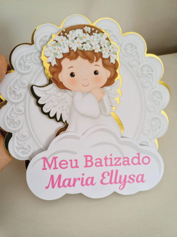 Topo de Bolo Batismo Anjinha Arquivo de Corte