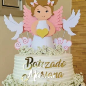 Topo De Bolo Batismo Menina - Arquivo De Corte