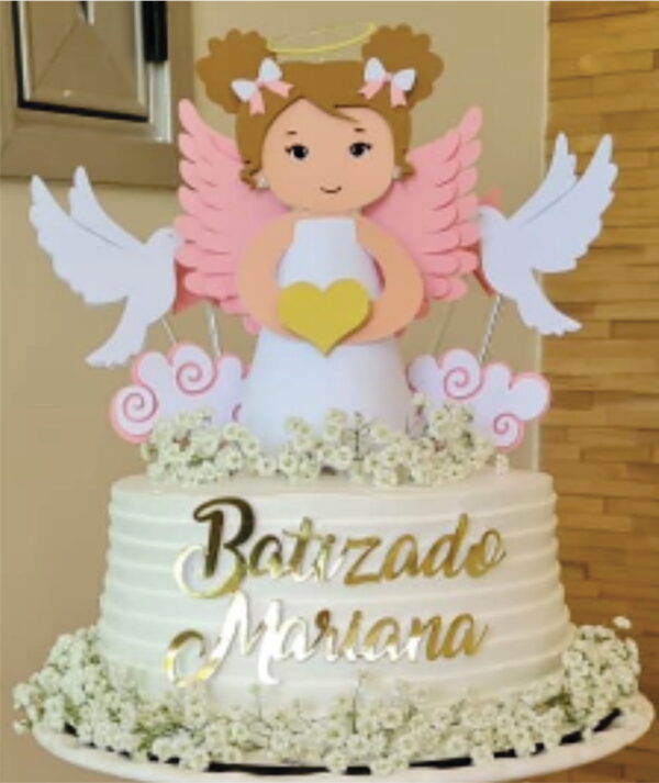 Topo De Bolo Batismo Menina - Arquivo De Corte