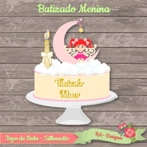 Topo de Bolo Batizado Menina