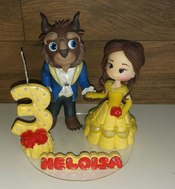 Topo de bolo Bela e a Fera