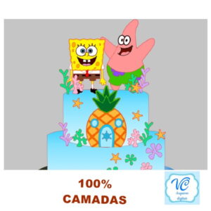 Topo de bolo Bob Esponja (100% em camadas) Arquivo de corte
