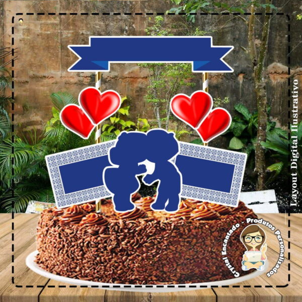 Topo de Bolo Bodas Ceramica - Ref 0455 Arquivo Digital